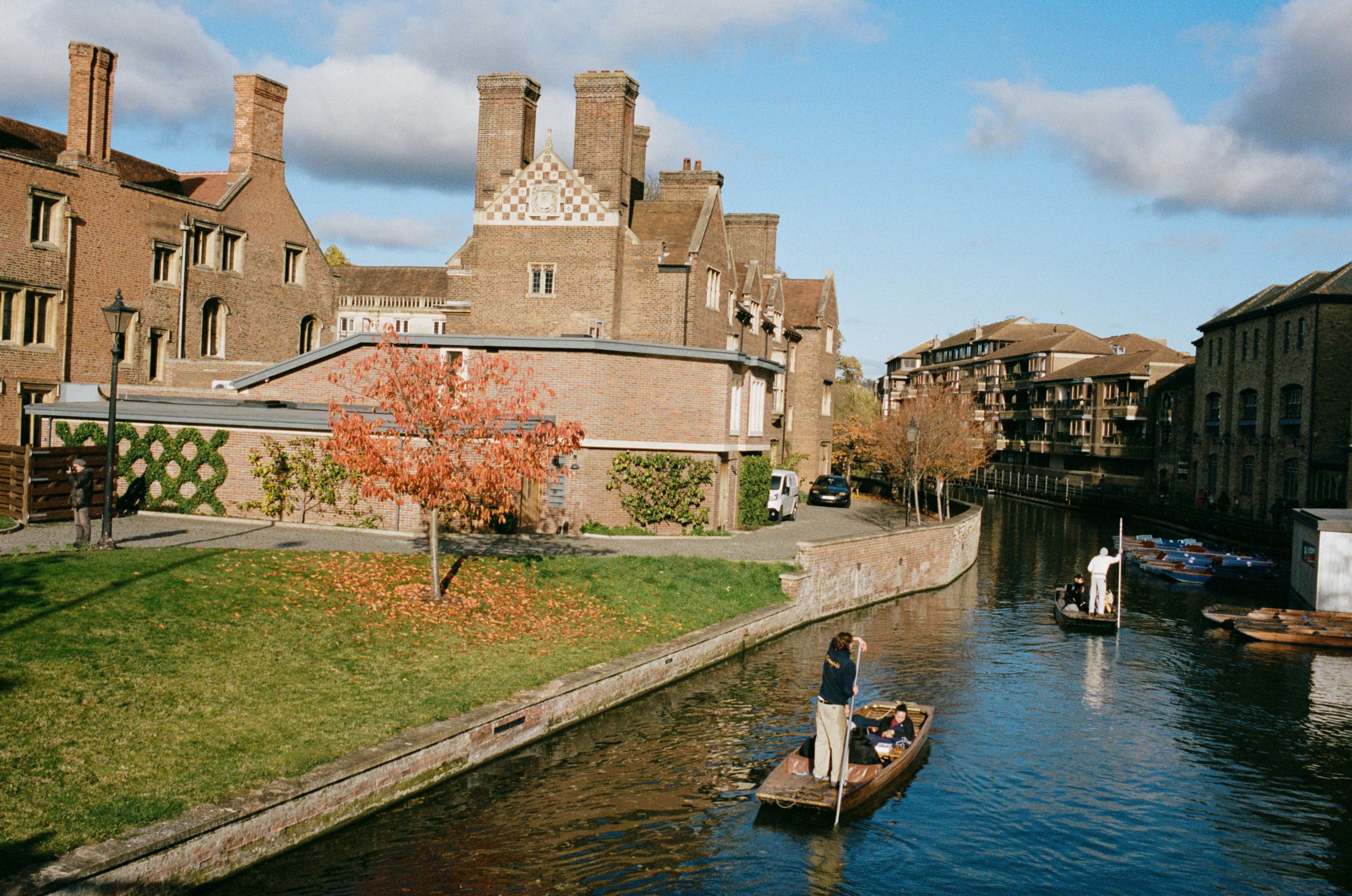 Punters on the River Cam in Cambridge, UK.